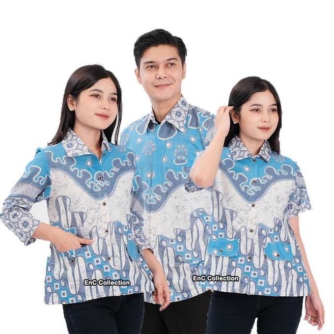 Tersedia Blouse Batik Oceania - Batik Couple - Batik Wanita - Atasan Modern - Batik - Hem Batik Pria