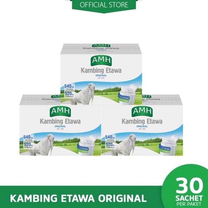 

New Paket 3 Box Amh Susu Kambing Etawa Original-Jahe 30 Sachet Dairy Milk Best Seller