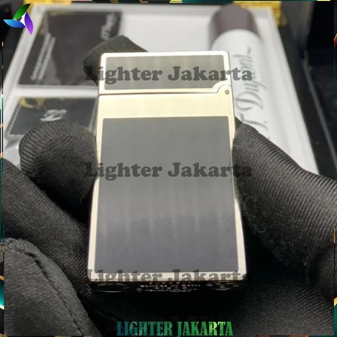 Korek Api St. Dupont Paris Lighter Retro Lacquer Black Silver Ligne 2