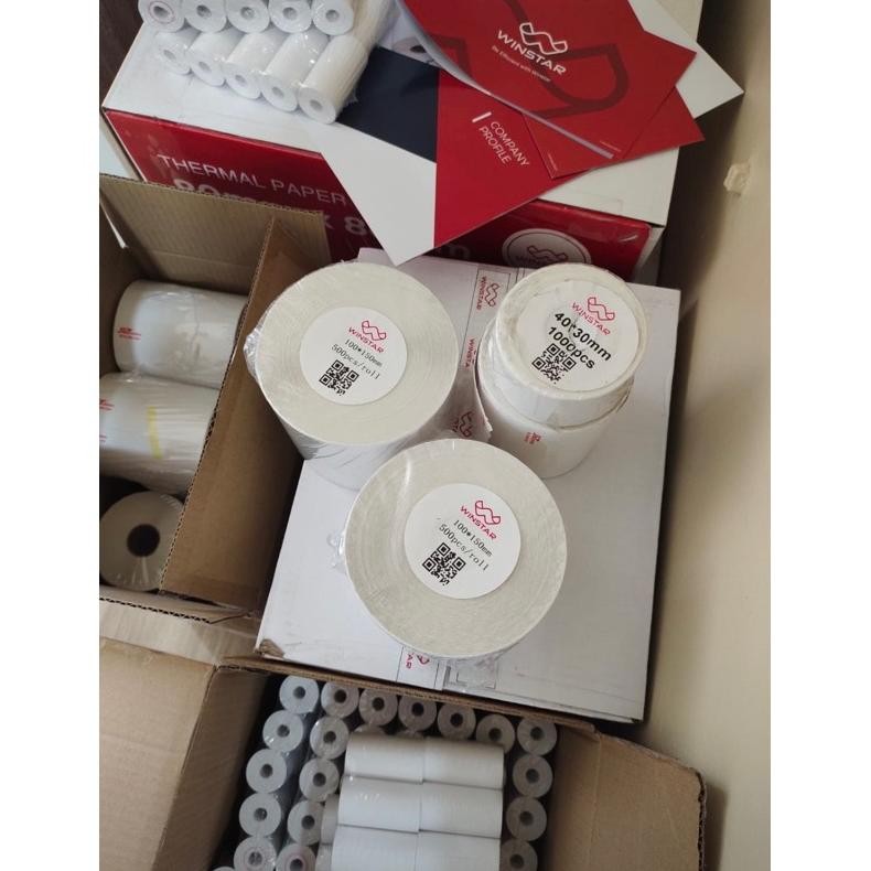 

uk-75 ew-98 Kertas Resi Label Stiker Barcode Printer Thermal Termal Ukuran A6 100x150 mm isi 300 500 Lembar Terlaris Hemat