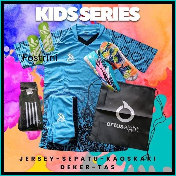 NEW ARRIVAL JA  PAKET LENGKAP HEMAT SEPATU FUTSAL JERSEY ANAK JUNIOR ORTUSEIGHT PREMIUM