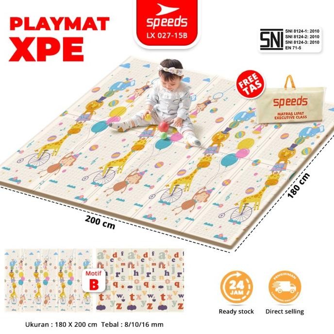 SNI SPEEDS TANPA TAS Playmat Bayi 200x180cm Tebal XPE Matras Anak Playmate Baby/alas lantai bayi/kar