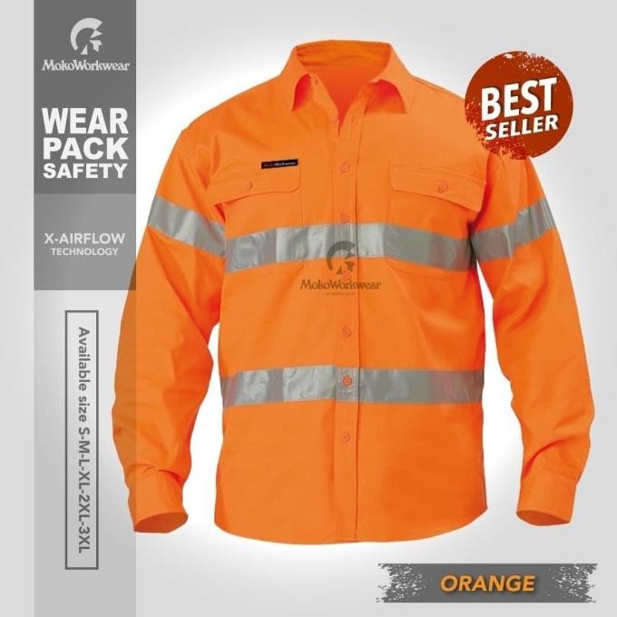 KEMEJA TAMBANG / SERAGAM WEARPACK TAMBANG ORANGE MOKOWORKWEAR ORIGINAL