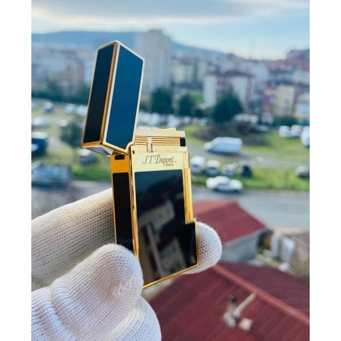 Korek Api S.t. Dupont Black Gold Lighter Import Premium Quality