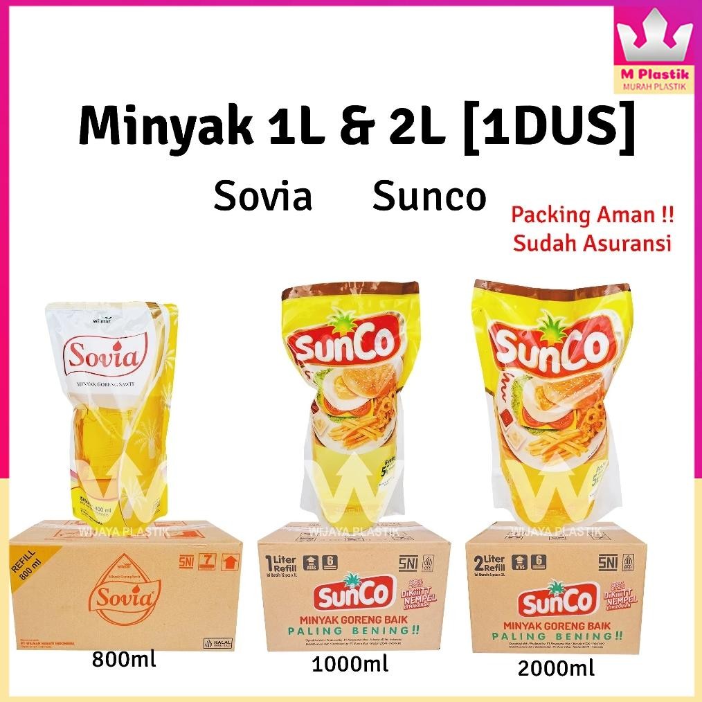 

[GROSIR 1 DUS] Minyak [SOVIA & SUNCO] 1L & 2L --- 6 12 Pack @DUS | 1 2 liter lt L sovia 800 ml sunco bening goreng kelapa sawit murah Dus