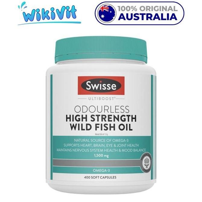 

SWISSE Ultiboost Odourless High Strength Wild Fish Oil 1500mg 400 Capsules - ORIGINAL AUSTRALIA / Kapsul Minyak Ikan Tanpa Bau Tak Berbau 1500 mg / Omega-3 No Odour / Omega3 No Odor / Odorless Omega 3