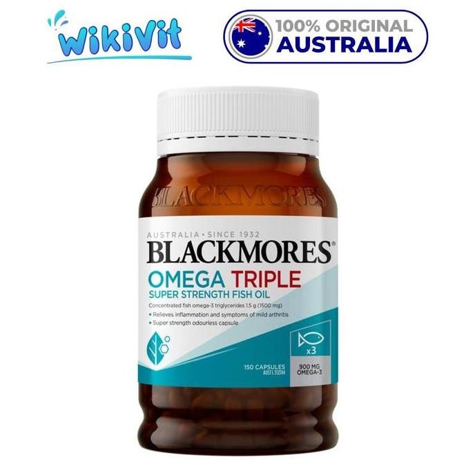 

BLACKMORES Omega Triple Super Strength Fish Oil 150 Capsules - ORIGINAL AUSTRALIA / Kapsul Triple Concentrated Omega-3 1500 mg / Vitamin Concentrate Omega3 / Omega 3 1500mg Supplement / Suplemen Minyak Ikan