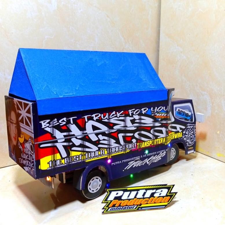 MINIATUR TRUK OLENG TRUK OLENG KAYU ASLI TRUK OLENG FULL VARIASI LAMPU BONUS TERPAL DAN SETIKER TRUK