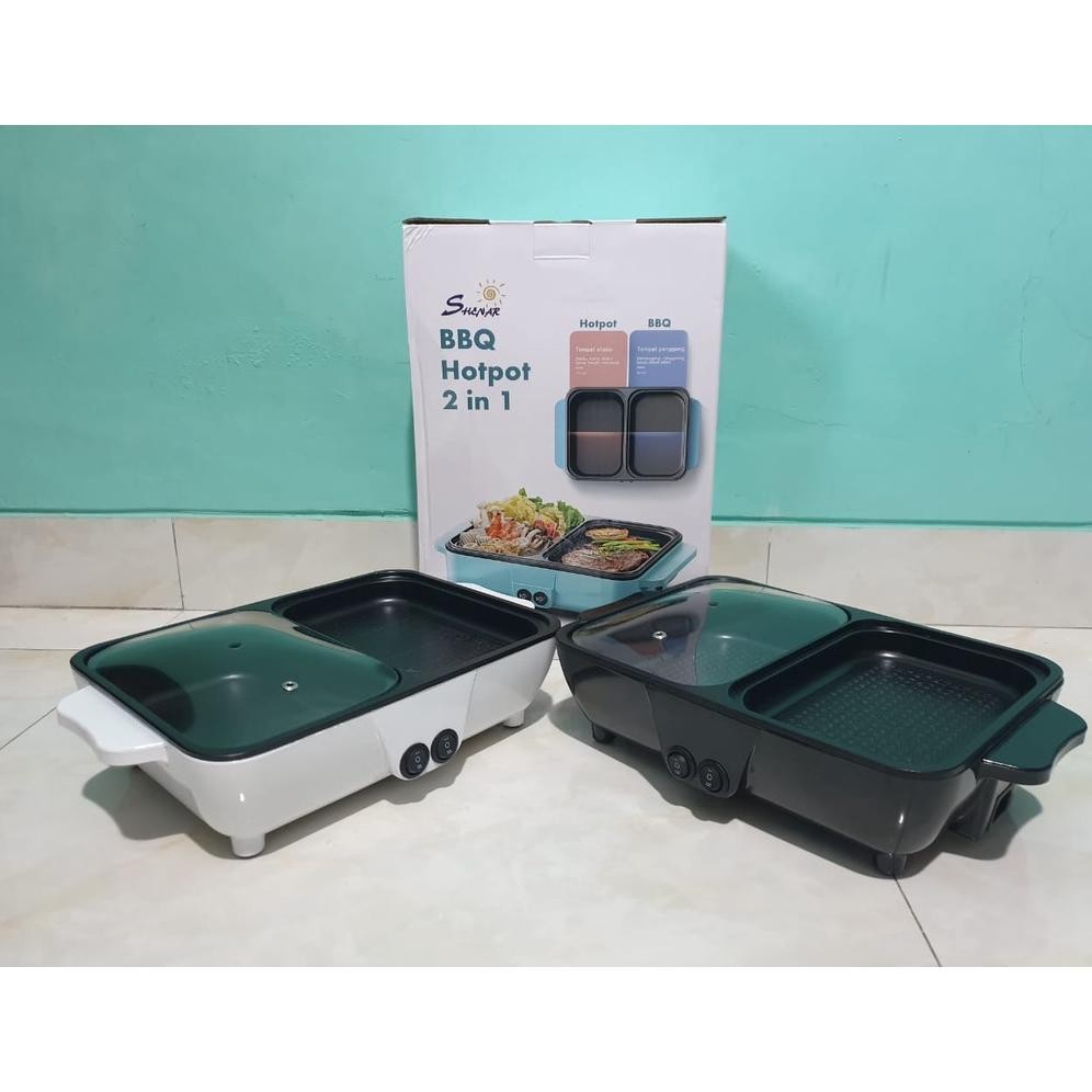 Steambot Grill BBQ Hotpot Low Watt Grill Pan Electrik Anti Lengket Panci Listrik Grill