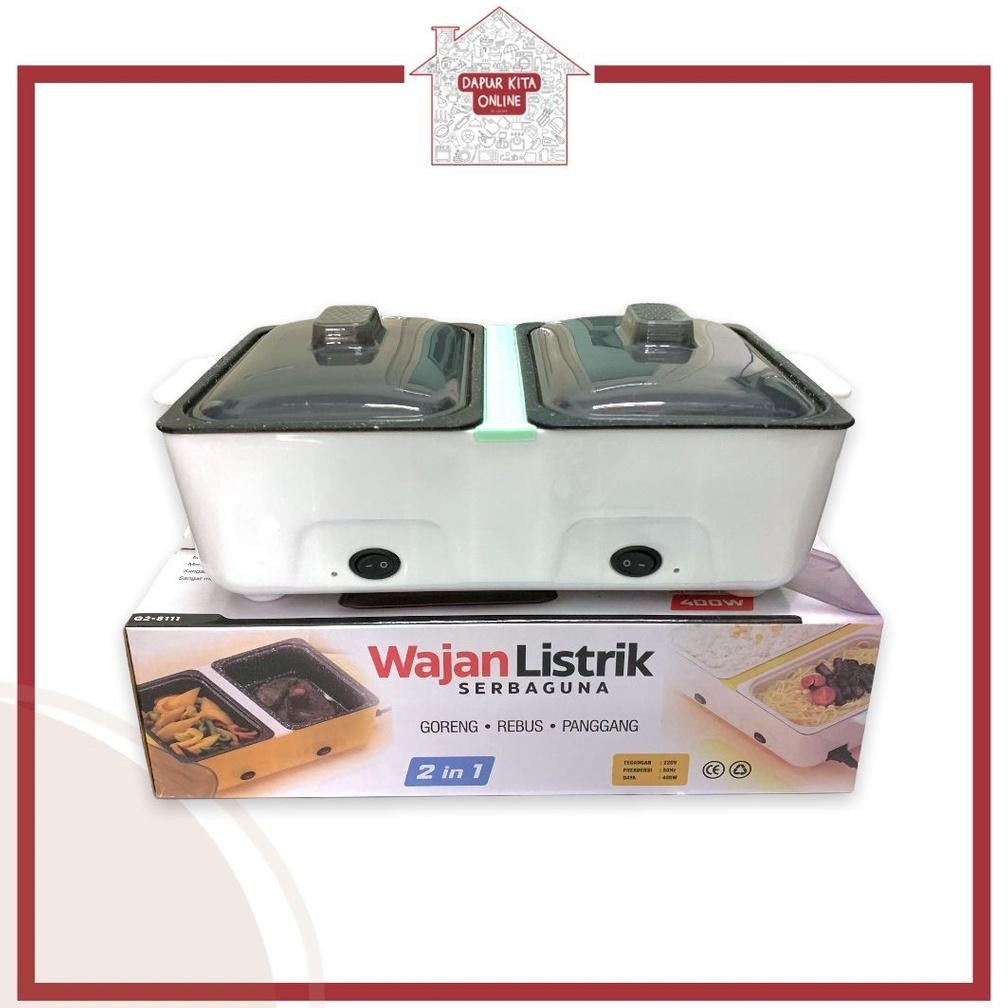 Wajan Listrik Serbaguna 8111 Q2 / Electric Pot / Panci Listrik 2 Sisi / Wajan + Tutup / Wajan Anti L