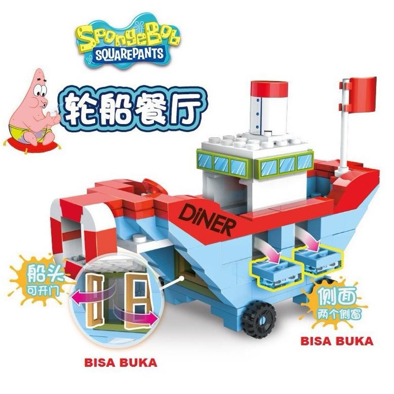 ORIGINAL MINISO - Spongebob SquarePants Product-the food lego 152pcs / mainan spongebob / kado anak 