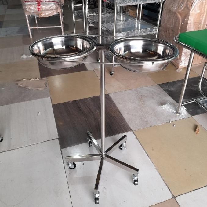 Murah Stand Waskom Double Kaki 1 Stainless - Troli Waskom Double Free Waskom