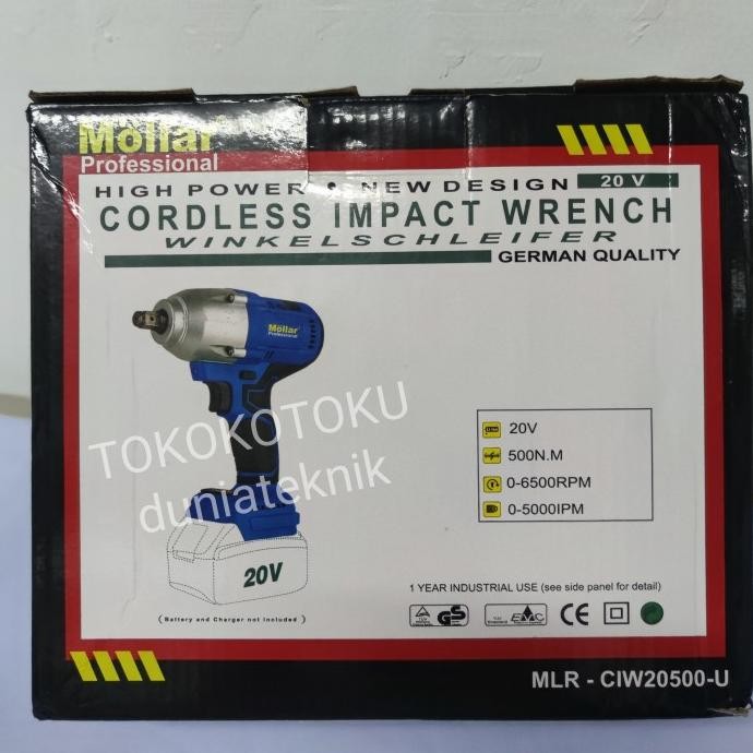 Grosir Mollar Ciw20500 Cordless Impact Wrench Brushless 500 Nm / Jld 550 Nm