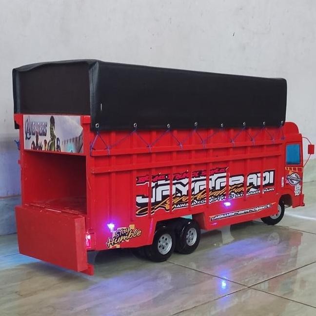 Miniatur mobil truk tronton oleng kayu Hino mobilan mainan anak P70 cm