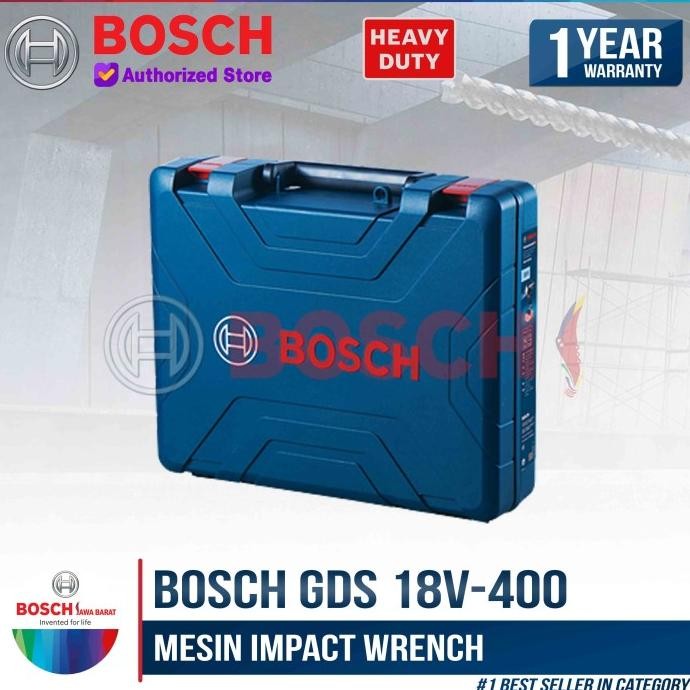 Grosir Bosch Mesin Impact Wrench Cordless Gds 18V-400 Li Charger Baterai 4 Ah
