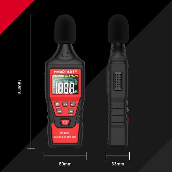 HABOTEST HT622 Digital Sound Level Meter Noise Meter Logger 30~130dbA Digital dB Meter Noise Measuri