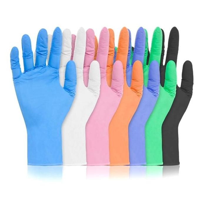 [1 BOX ISI 100 PCS] Sarung Tangan Karet Nitrile Food Grade Powder Free Latex Putih Cleaning - Ukuran