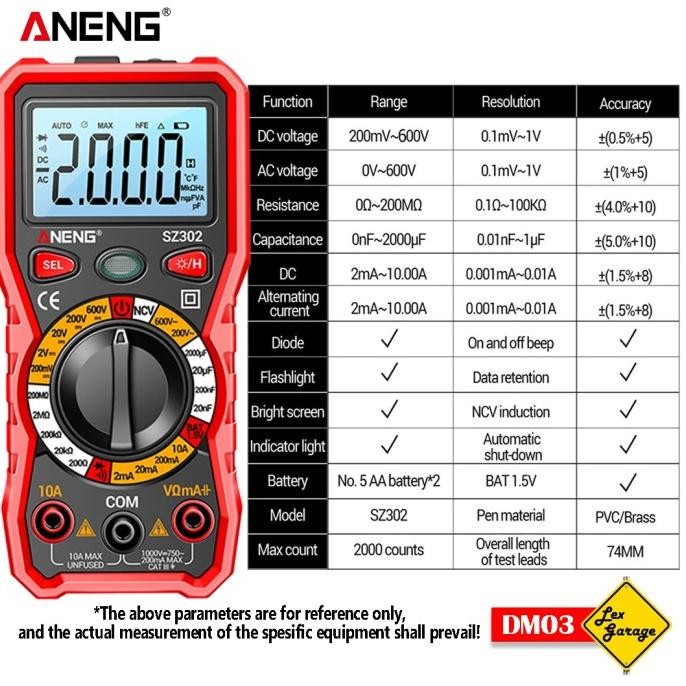 Multimeter Avometer Multitester Digital Tang Ampere Digital ANENG murah