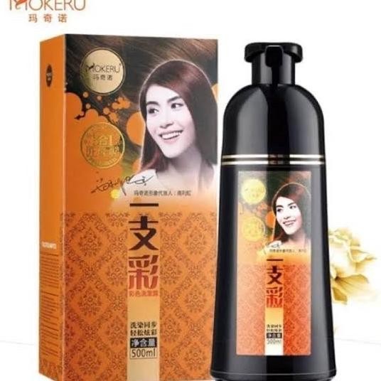 mokeru shampoo semir herbal/shampoo pewarna rambut/shampoo cat rambut