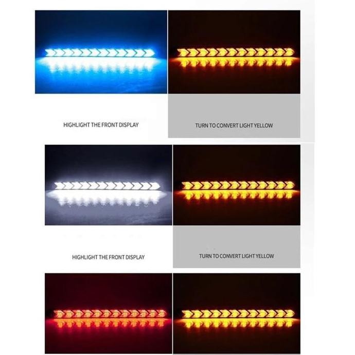 Lampu Drl Led Running Sen 9 Mata Crystal Lampu Drl Mobil Biru - Kuning R094