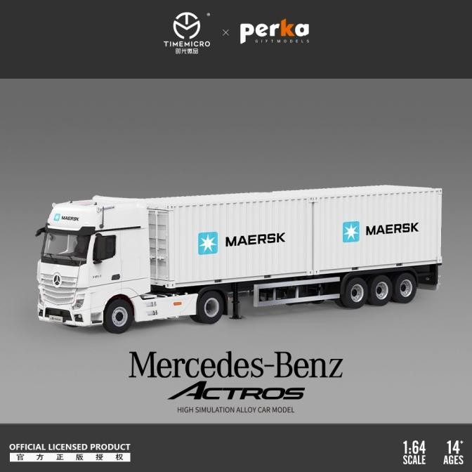 Promo Time Micro 1:64 Mercedes-Benz Actros Container Truck Maersk White Limited