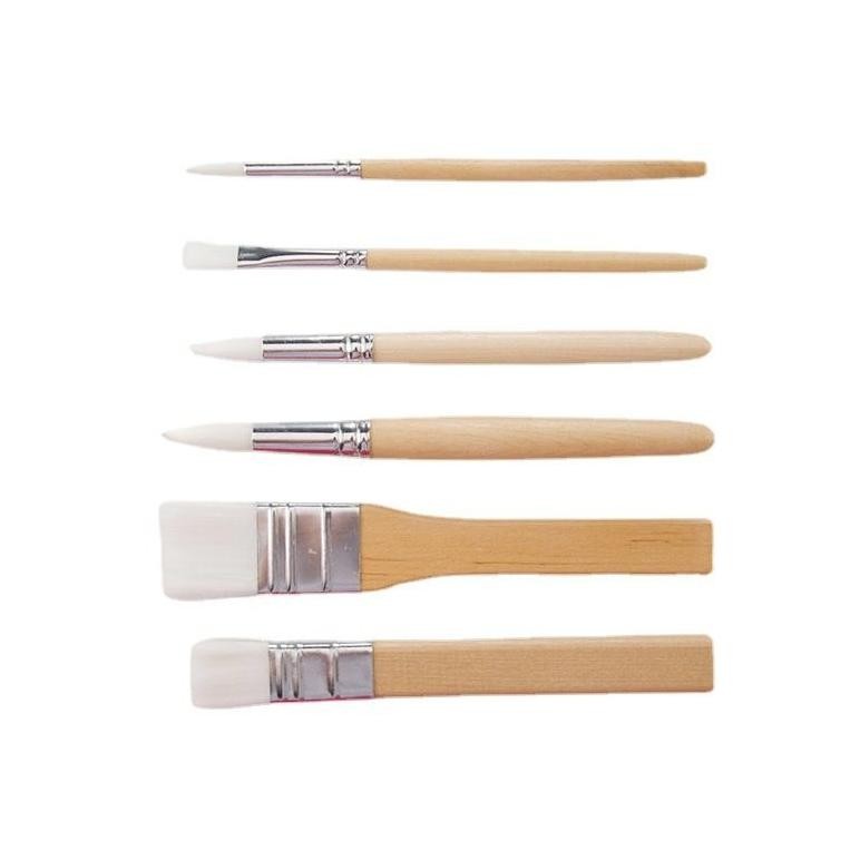 

6Pcs Kuas Lukis Nylon Watercolor Brush Kuas Cat Air Paint Brush Wooden Handle Nilon Brush