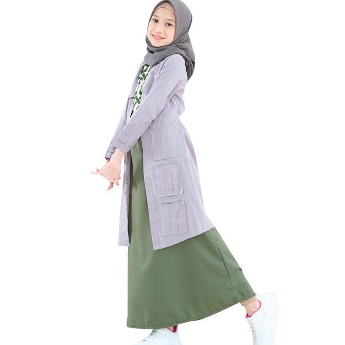 Gamis Kesan 2 Pcs Anak Terbaru  Premium Lga 828 Katun Motif Muslim Outer Toyobo Baju Navy Syari Panj