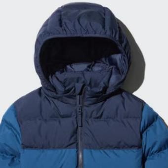 UNIQLO KIDS PUFFTECH Jaket Parka Winter anak Washable Bicolor Dua Warna blue