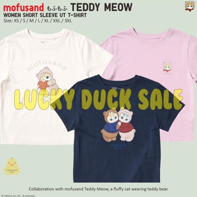 mofusand UT Shirt Women Kaos UNIQLO mofumofu Teddy Meow