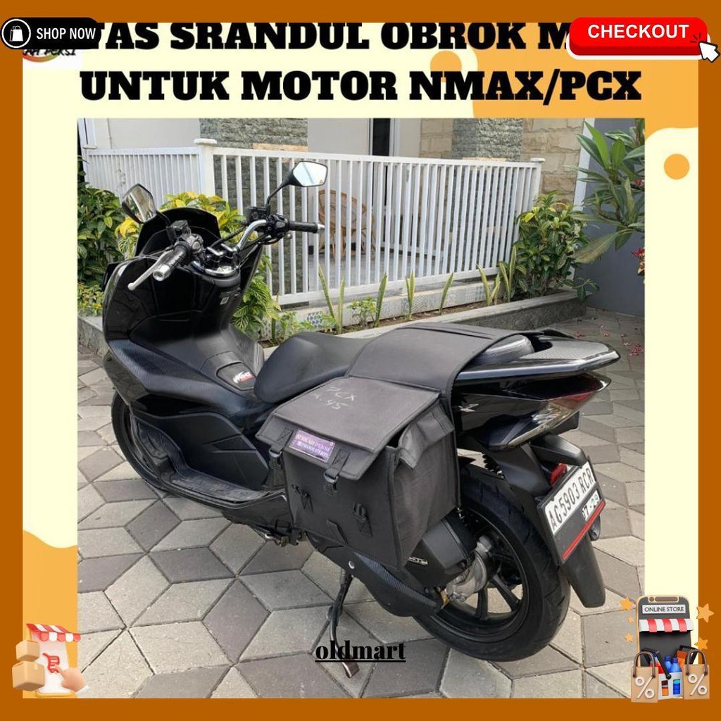 Tas Srandul Obrok Minimalis Untuk Motor Nmax Pcx Aerox Jok 40Cm Ukuran Mini Simple Elegan Siap Kirim