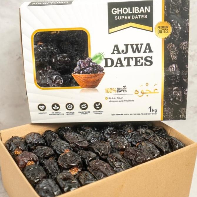 

Grosir Kurma Ajwa Gholiban 1Kg Premium Kurma Madinah Korma Nabi Asli Original