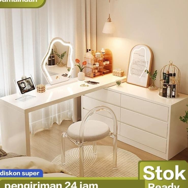 Meja rias putih / meja rias minimalis / meja rias kecil / meja rias berlampu / meja rias modern / me