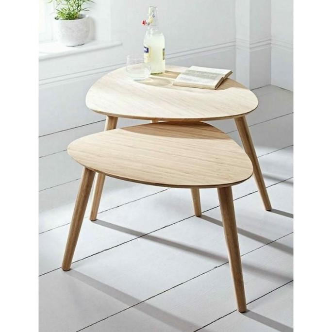 PROMO Dapat 2pcs Meja Tamu Minimalis segitiga Coffee table Kopi Beside Table Murah meja serbaguna me