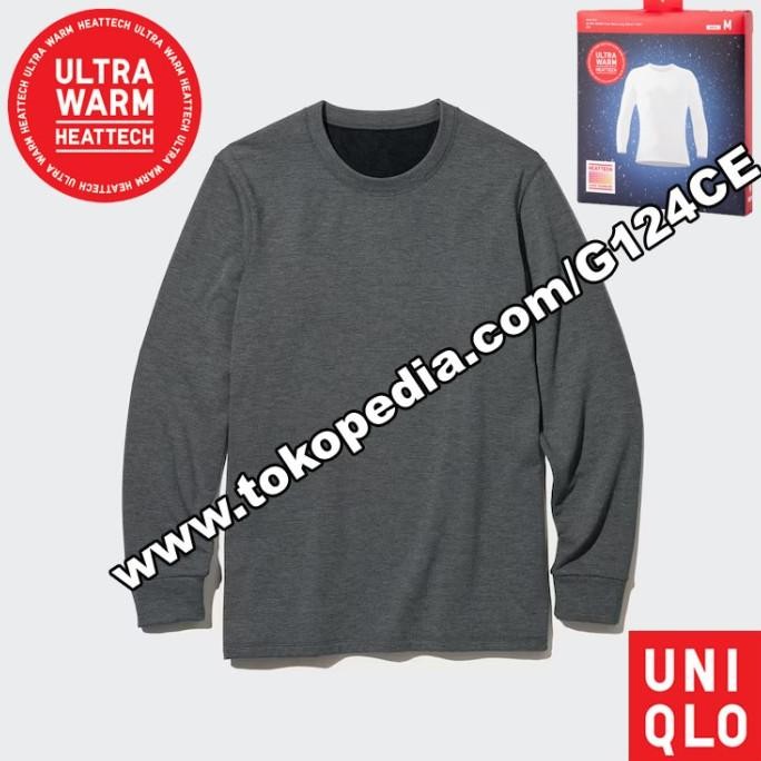 ATASAN LONGJOHN PRIA UNIQLO HEATTECH UltraWarm Crew Neck 400230 D GREY