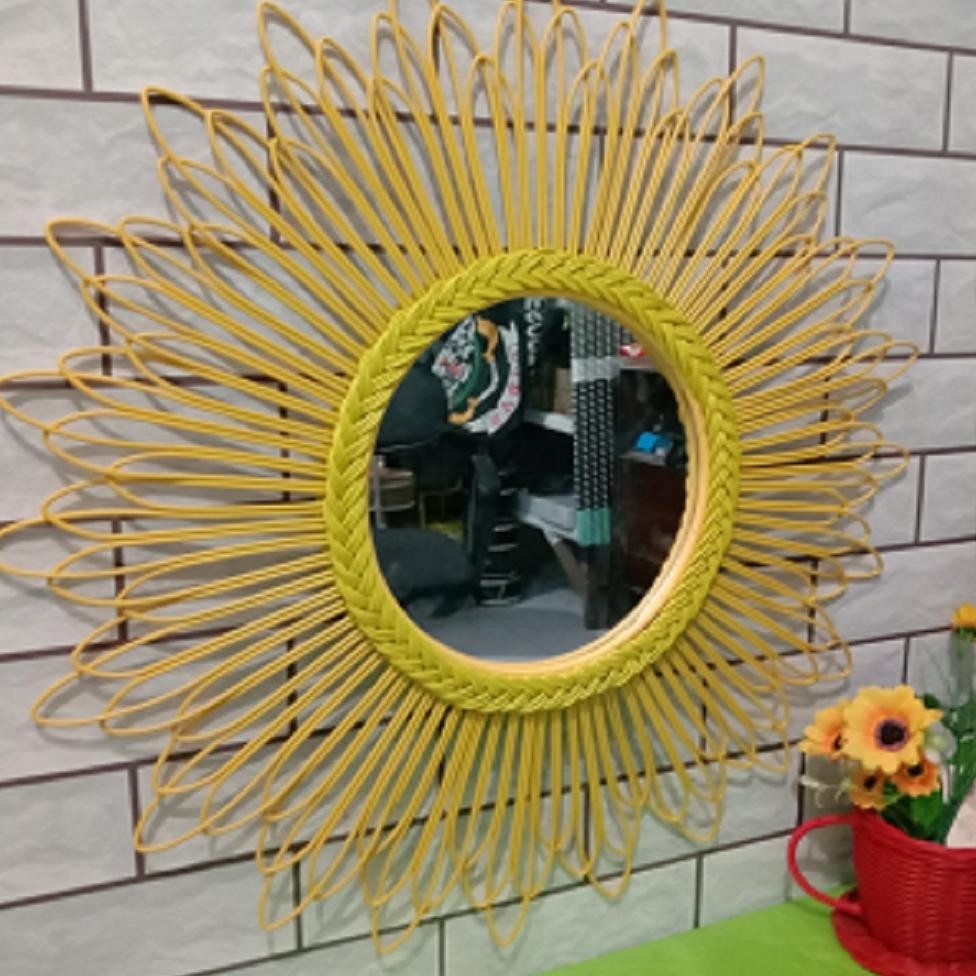 CERMIN ROTAN SINTETIS CERMIN ROTAN HIASAN DINDING CERMIN DEKOR TERMURAH BERKUALITAS KERAJINAN ROTAN 