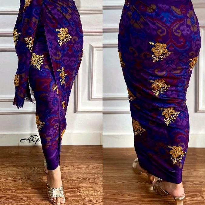 KAMEN SONGKET BORDIR BALI KATUN ENDEK PALEMBANG TRETES EMAS (KAMEN LEMBARAN) + SELENDANG // KAIN BAL