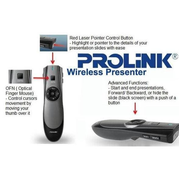 Murah PROLINK LASER POINTER PRESENTER WP102G PWP102 WIRELESS AIR MOUSE Non COD