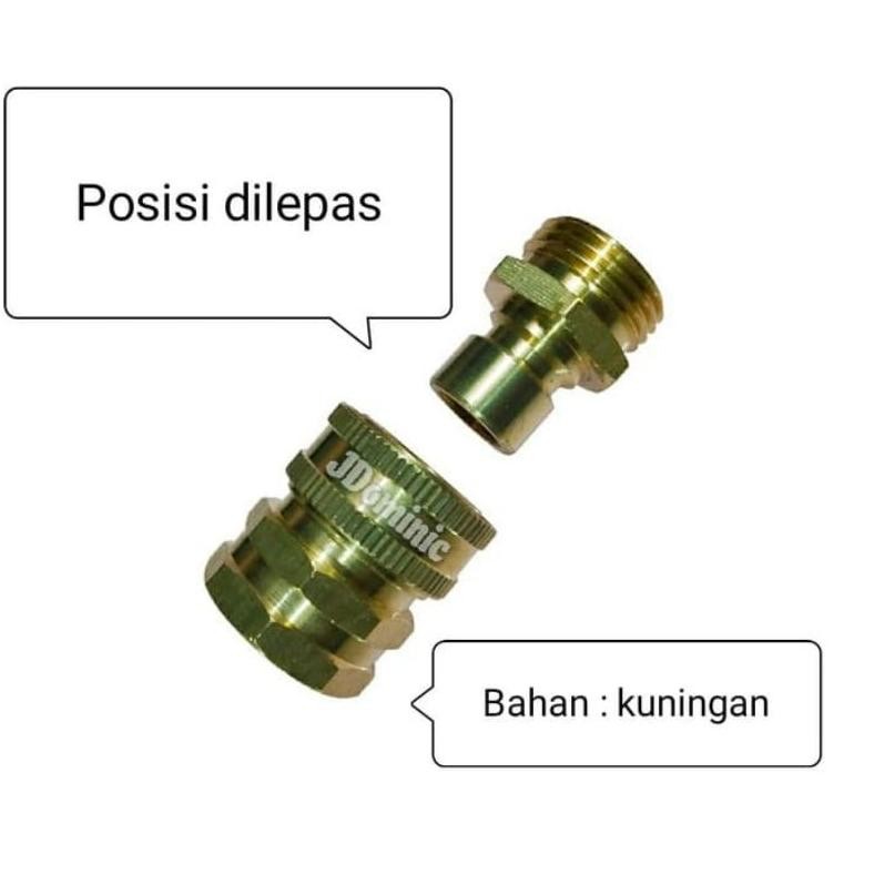 sambungan drat flexible quick release flip slip lock - bahan kuningan brass drat 1/2 inchi 3/4 inc 1