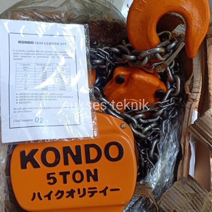 Terlaris Chainblock Katrol Takel Kerekan Kondo 5 Ton 3 Mtr Ready Stok