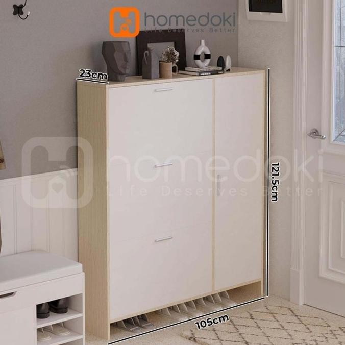 Rak Susun Serbaguna / Rak Sepatu kayu / Lemari Sepatu tertutup / Rak Buku Minimalis Aesthetic