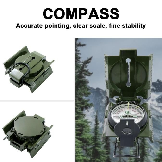 Kompas Compas Militer Portabel Lipat Metal Lensatic Prisma Compass L 45-8A