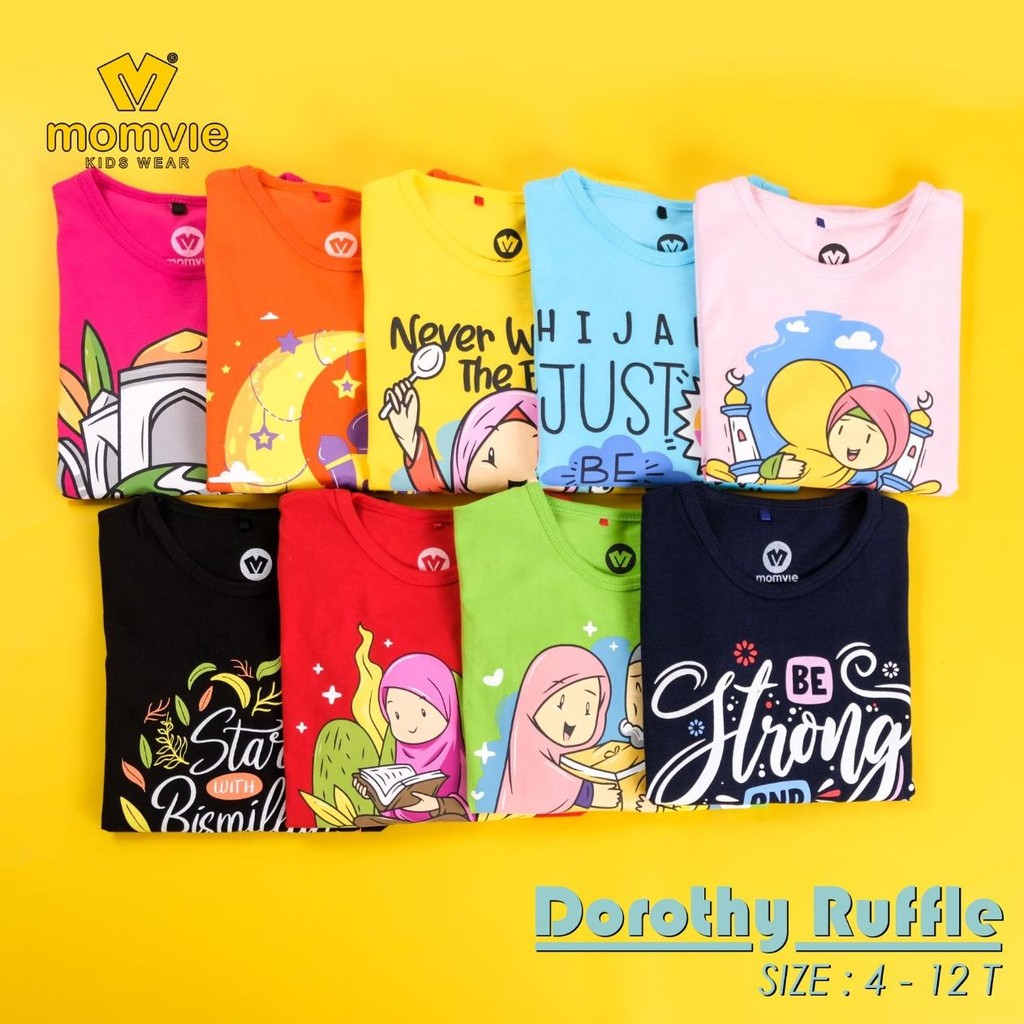 FREE ONGKIR COD DOROTHY RUFFLE KAOS ANAK PEREMPUAN MUSLIMAH