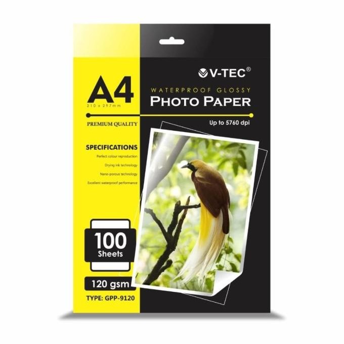 

V_Tec Waterproof Glossy Photo Paper 120 Gsm Terbaru