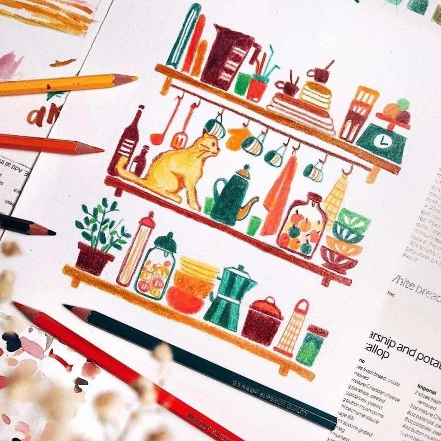 

It34 Hd Pensil Warna Kenko 12 Warna Cp-12F Panjang /Pensil Mewarnai