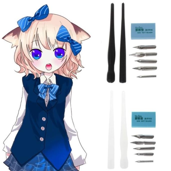

Manga Calligraphy Dip Pen Set (8pcs) by Radhiant official