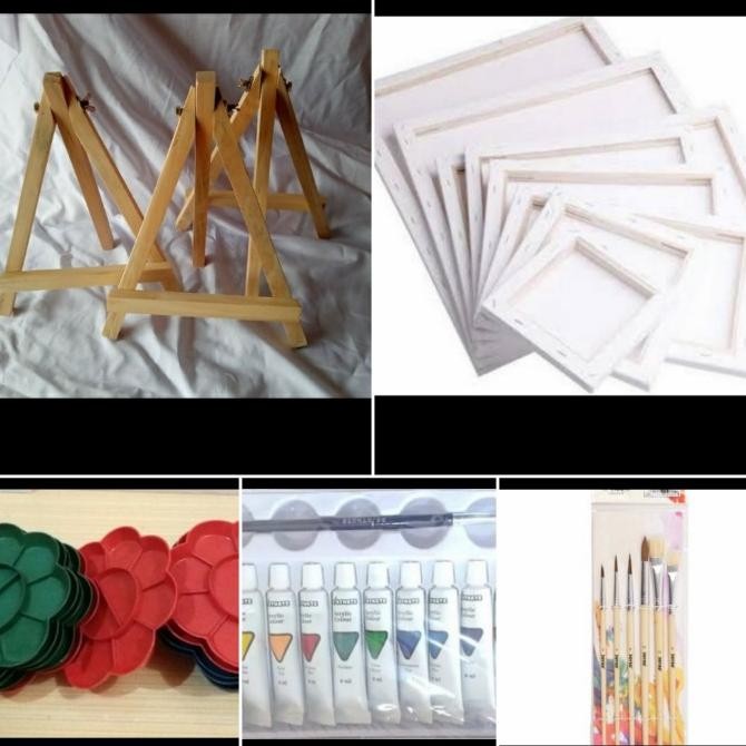 

Paket Promo Alat Lukis + Kanvas 20x30 + mini easel by Radhiant official
