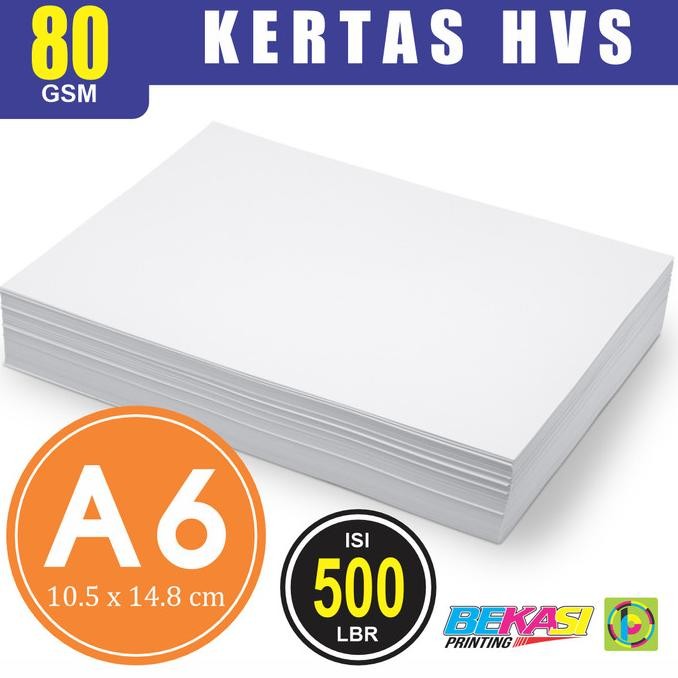 

Kertas HVS 80 GSM Ukuran A6 (10,5 x 15 cm) - 1 RIM isi 500 lembar by Radhiant official
