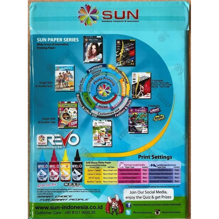 

Kertas Foto A4 Sun Glossy Photo Paper Double Side A4 (120 160 210 240 260 Gsm) Next Generation Best Seller