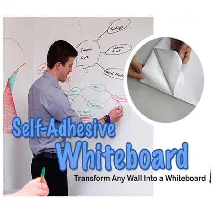 

whiteboard wallpaper dinding sticker papan tulis plus marker 45cmx2m by Radhiant official