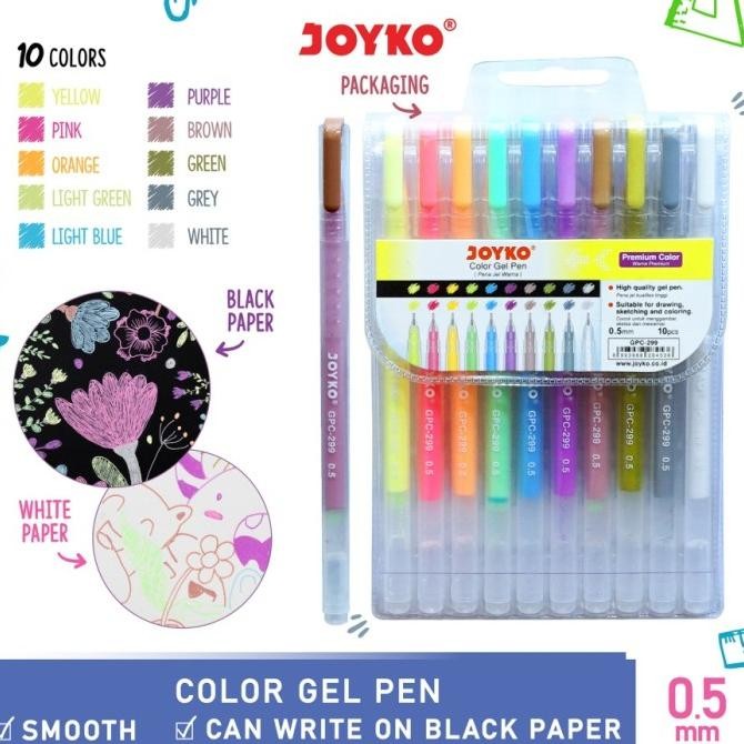 

Pulpen Premium Color Gel Pen 10 Warna JOYKO GPC-299 Silver Gold White by Radhiant official